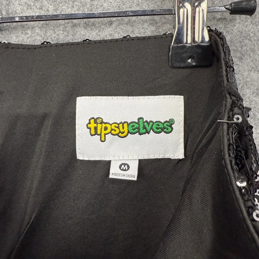 Tipsy Elves Womens Black Sequin Mini Skirt Size M TE-CWD97M‎ Sparkly Party New